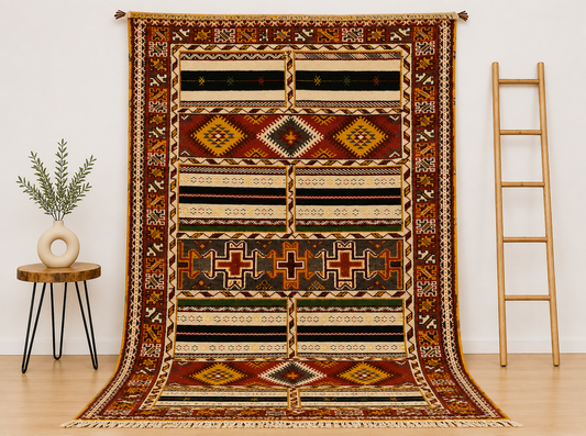 Authentic Handwoven Moroccan Taznakht Rug – Handwoven 8.2x4.8 ft/ 250x148cm