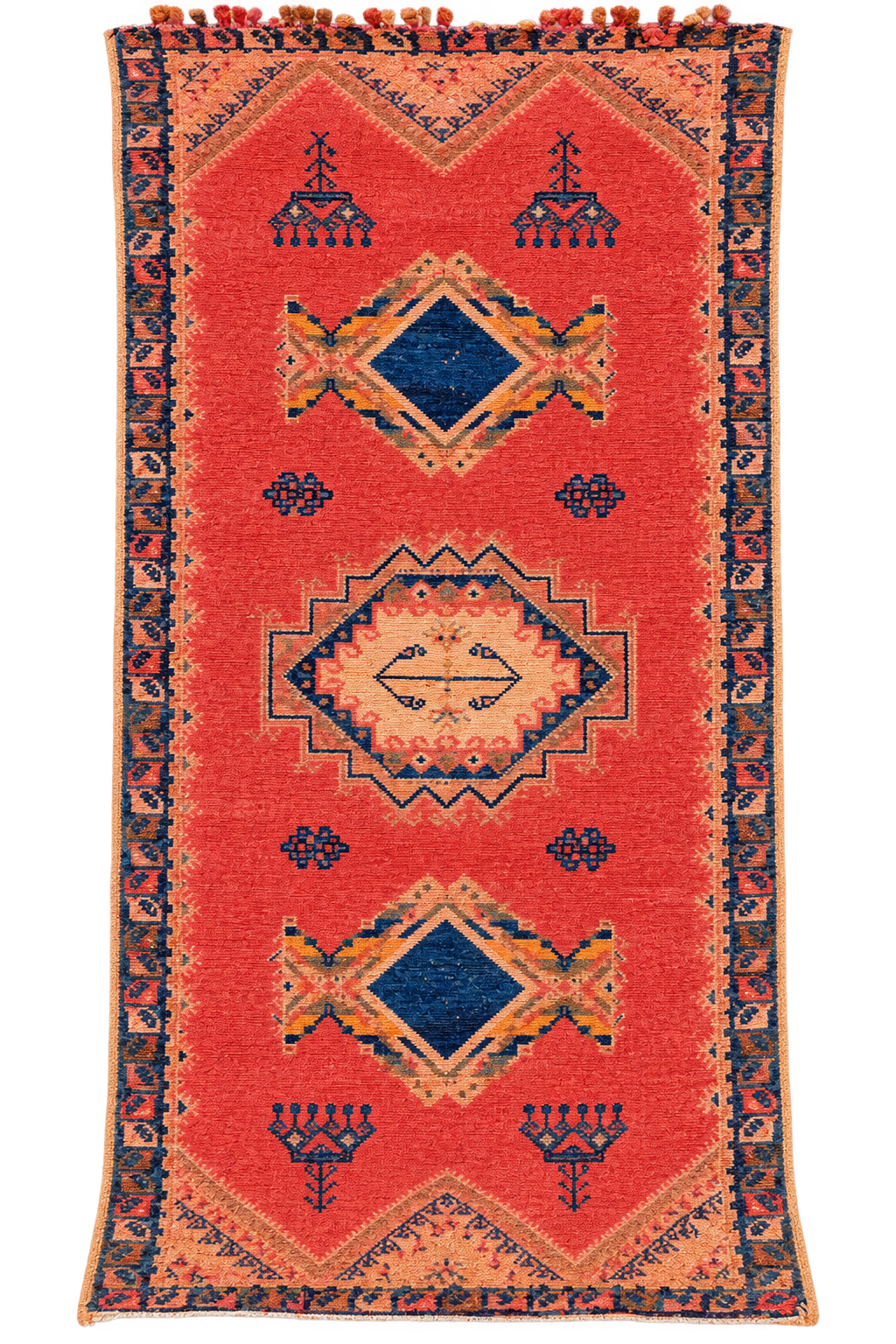 Houda Rug. Vintage Taznakht Rug-6.7x3 ft/ 200x100cm