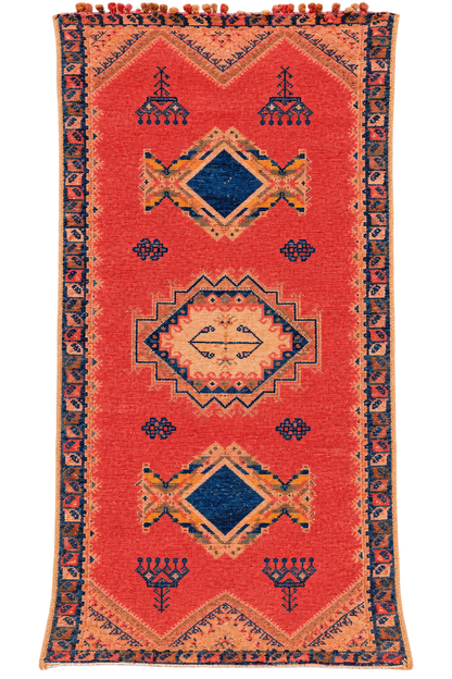 Houda Rug. Vintage Taznakht Rug-6.7x3 ft/ 200x100cm