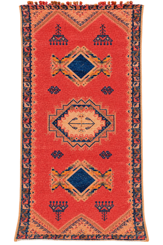 Houda Rug. Vintage Taznakht Rug-6.7x3 ft/ 200x100cm