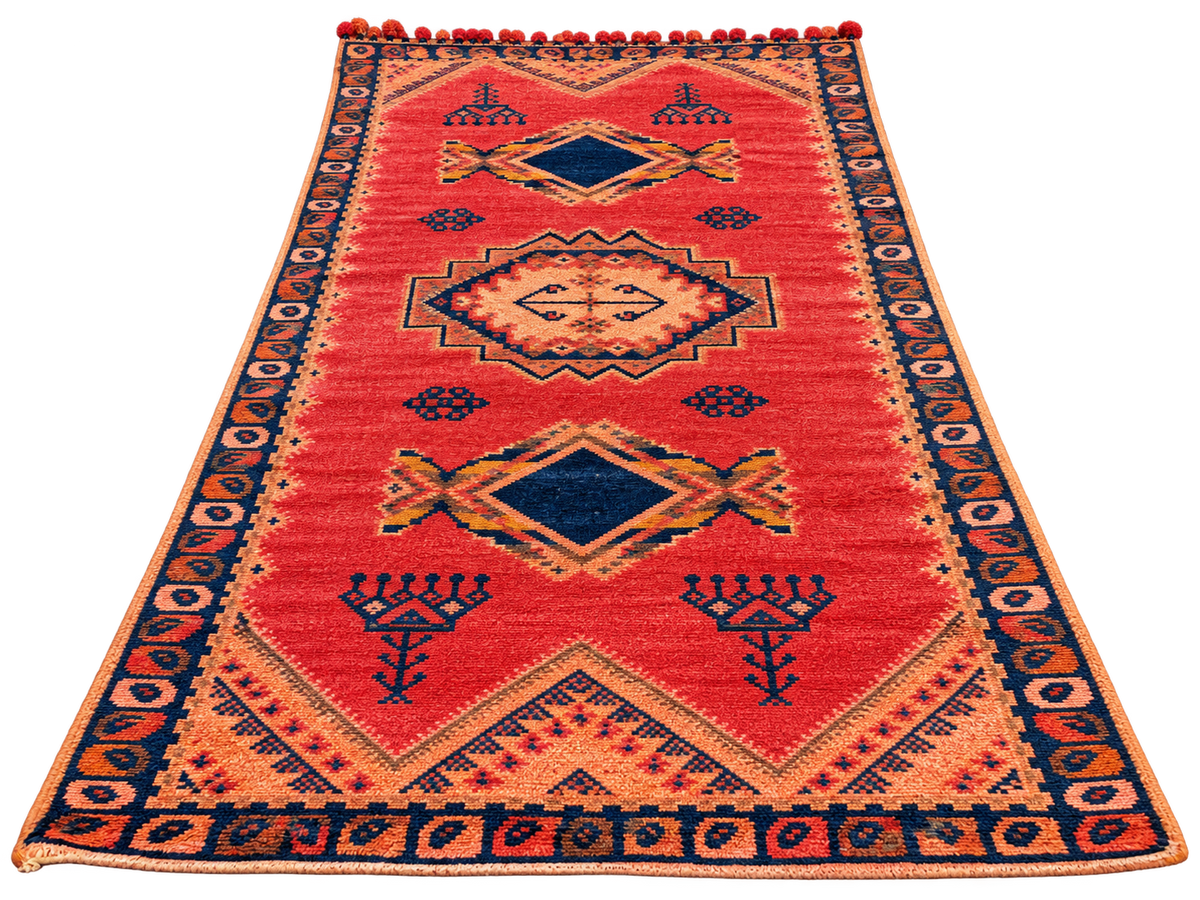Houda Rug. Vintage Taznakht Rug-6.7x3 ft/ 200x100cm