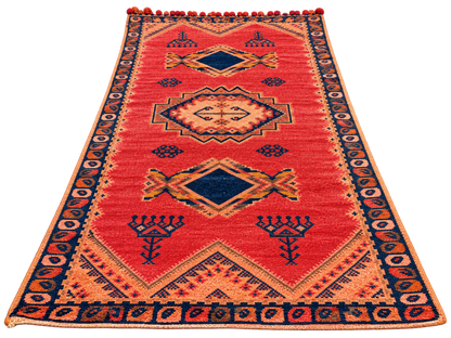 Houda Rug. Vintage Taznakht Rug-6.7x3 ft/ 200x100cm