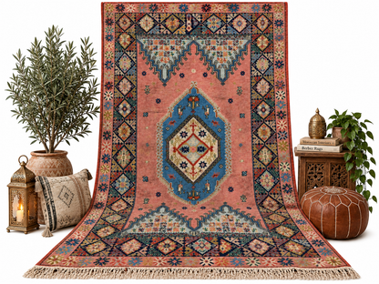Imane. Handmade Vintage Rug 9x6 ft/ 300x200 cm