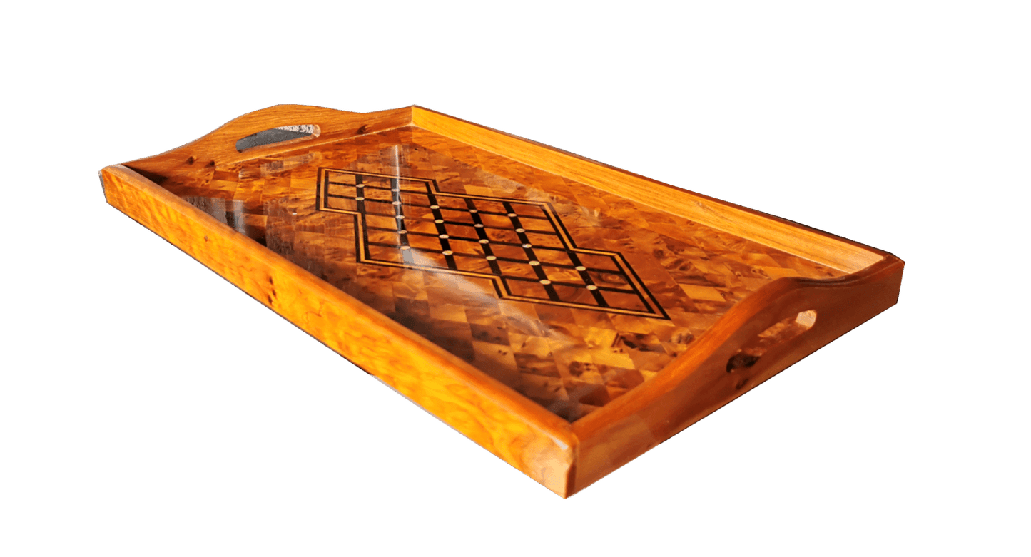 Luxurious Handmade Inlaid Tray. Mother of Pearl