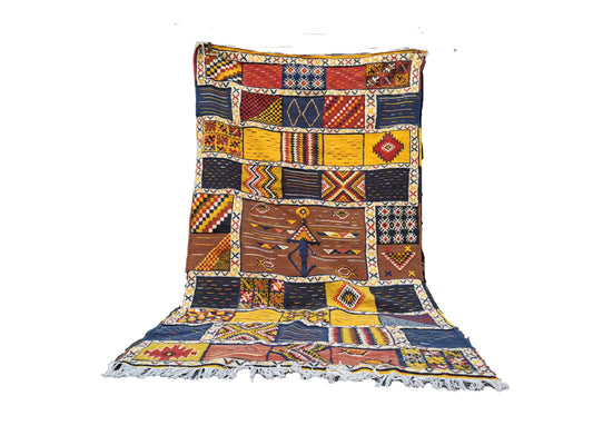 53-TML280160- Large Handmade Traditional Moroccan Rug. Natural Wool And Camel Hair.9.1x5.2 Ft/ 280x160cm
