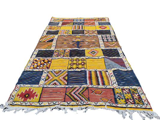 53-TML280160- Large Handmade Traditional Moroccan Rug. Natural Wool And Camel Hair.9.1x5.2 Ft/ 280x160cm
