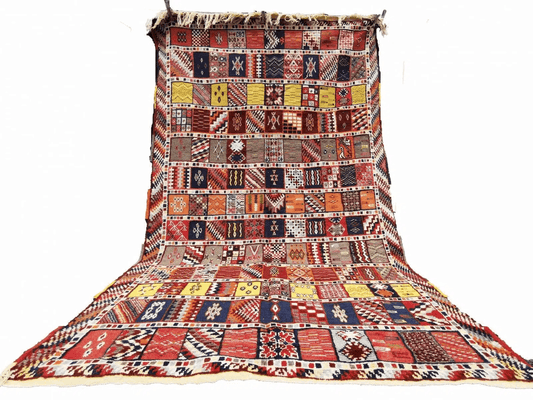 62-TML262158- Authentic Colourful Moroccan Carpet /8.6x5.2 ft- Vibrant Handmade Berber Rug Hand Woven Of Camel Wool