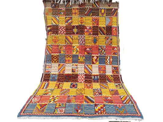 43-TML260160- Handmade Colourful Moroccan Rug Berber Glaoui Carpet Made Of Camel Wool. 8.5x4.9 Ft// 260x150 Cm