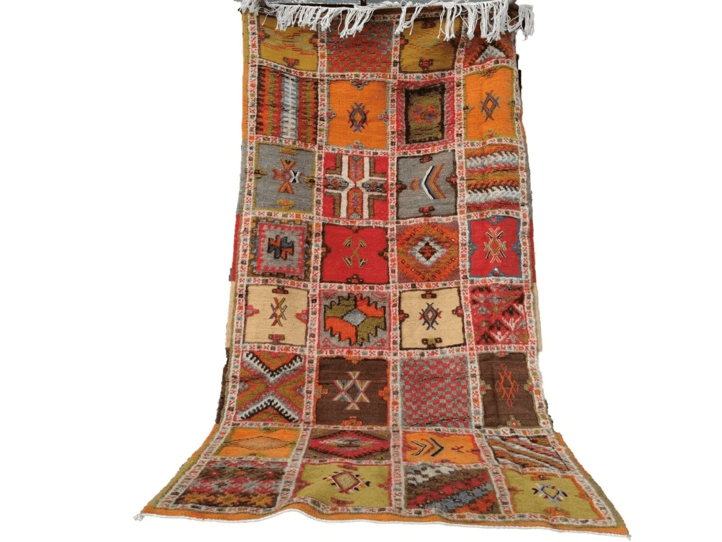 101 TSM207103- Handmade Moroccan Berber Rug. Camel Wool Carpet-6.8×3.4ft