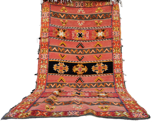 94- TML250150- Handmade Moroccan Berber Rug. Camel Wool Carpet-8.2x4.7 ft