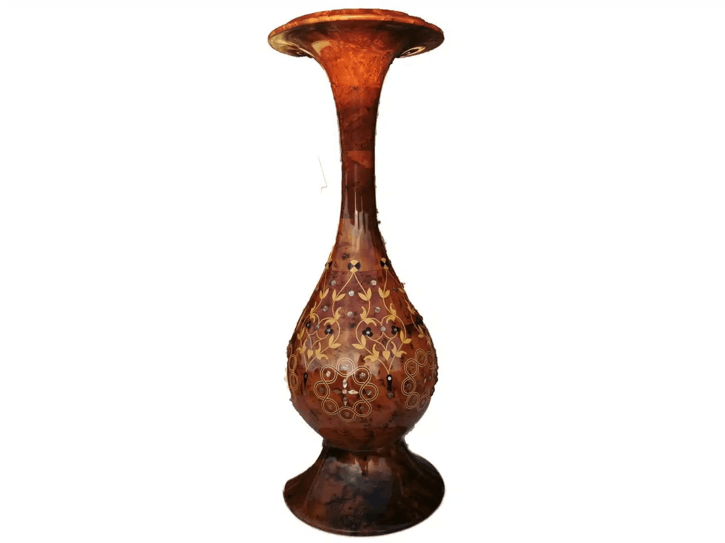 T148- 27.5x11" Fabulous Large Inlaid Vase inlaid with Ebony, Lemon Wood and Mother of pearl