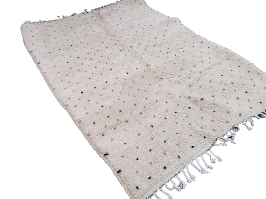 R 203- Authentic Cream Beni Ouarain Moroccan Rug 100%wool Berber Carpet 220x160 cm 7.2x5.2 ft