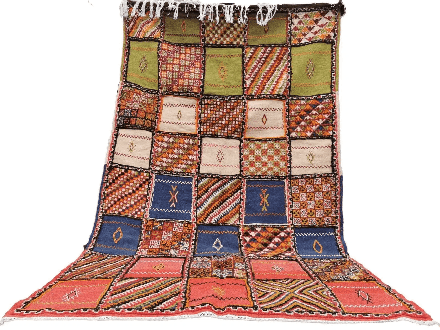R218- Handmade Colourful Moroccan Berber Rug. Camel Wool Carpet- 8.5x5 ft 260x155cm