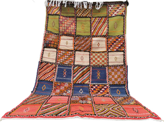 105-TML260150- Handmade Large Colourful Moroccan Berber Rug. Camel Wool Carpet-8.5x4.9 ft