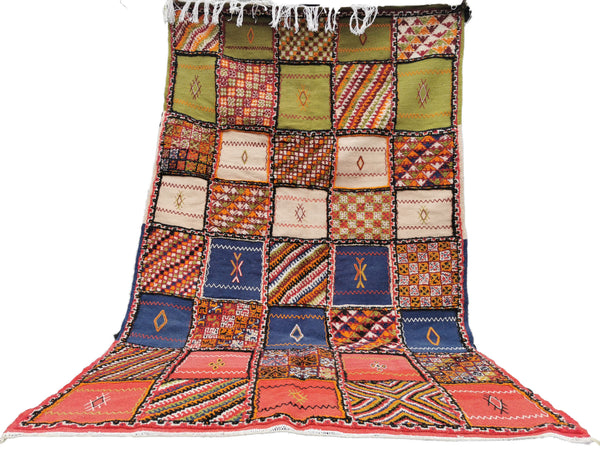 105-TML260150- Handmade Large Colourful Moroccan Berber Rug. Camel Wool Carpet-8.5x4.9 ft