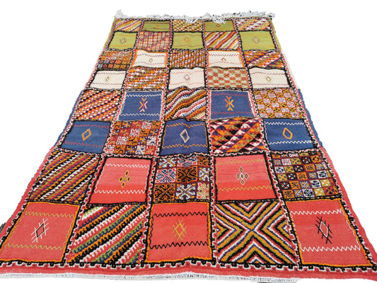105-TML260150- Handmade Large Colourful Moroccan Berber Rug. Camel Wool Carpet-8.5x4.9 ft