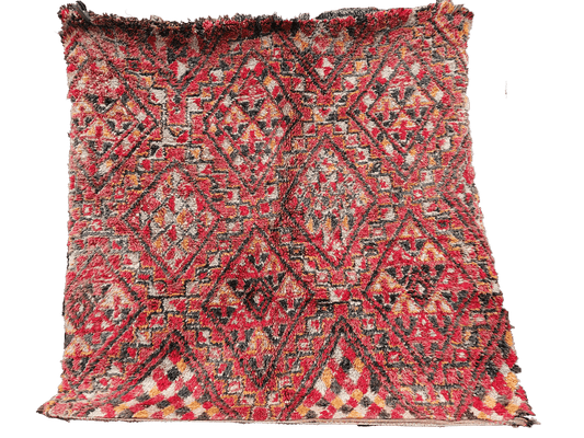 R249- Handmade Vintage Moroccan Berber Rug. 100% Wool Carpet-200x197cm