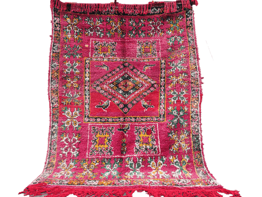 R250- Handmade Large Colourful Moroccan Berber Rug. Refurbished Rug Camel Wool Carpet-210x150cm