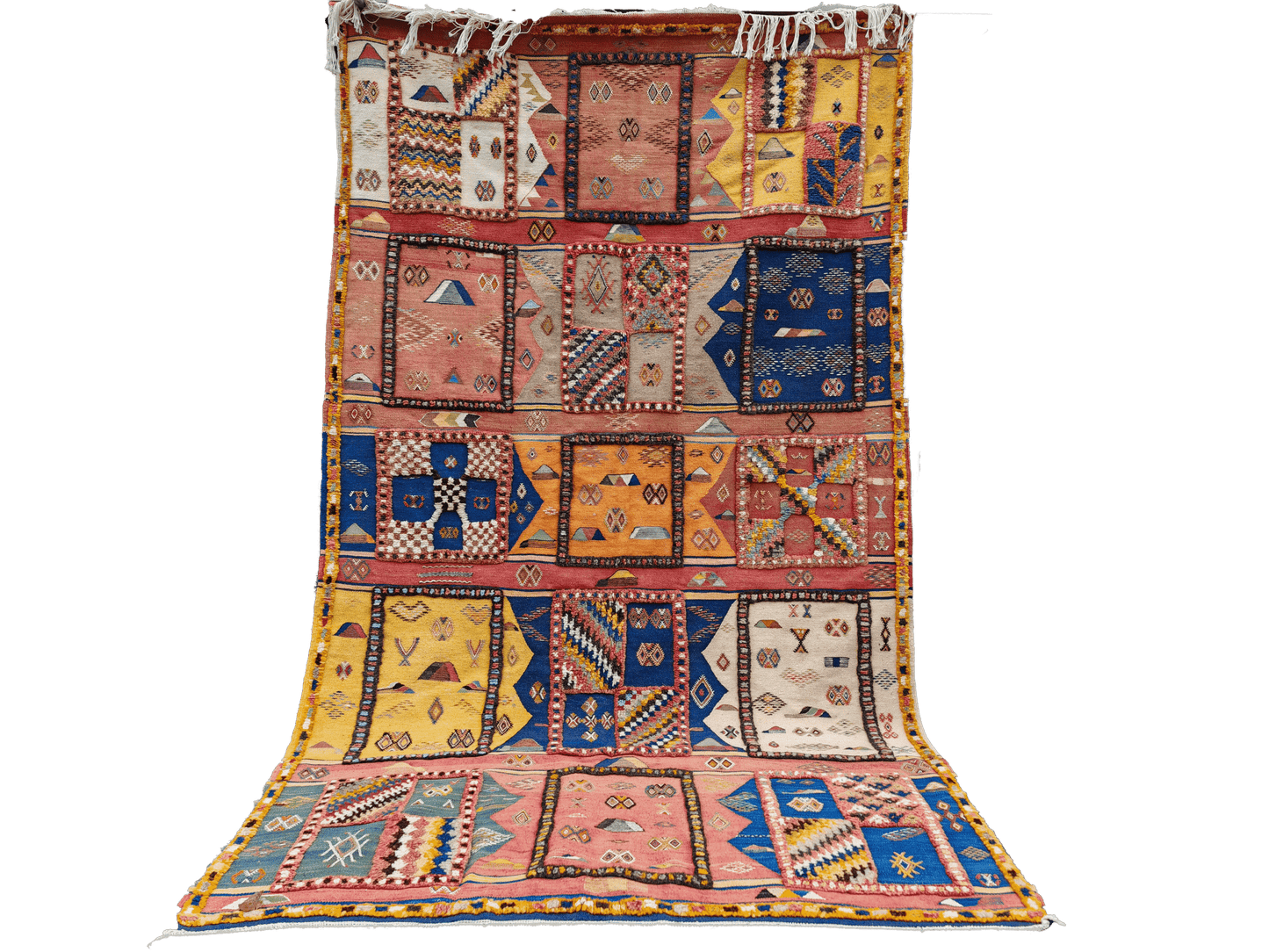 Handmade Large Colourful Moroccan Berber Rug. Camel Wool Carpet 275x153cm