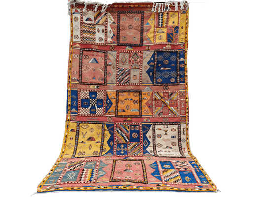 R401-.Authentic Moroccan Taznakht Rug – Camel Wool Carpet 275x153cm