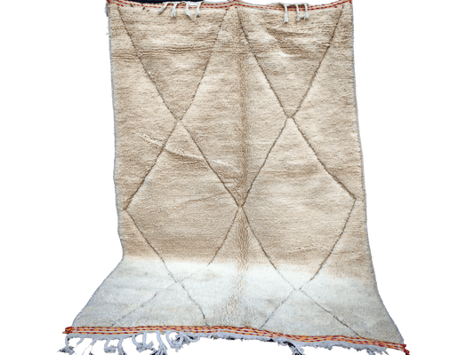 Cream Authentic Beni Ouarain  Moroccan Rug 100%wool   68x5ft  250x150 cm