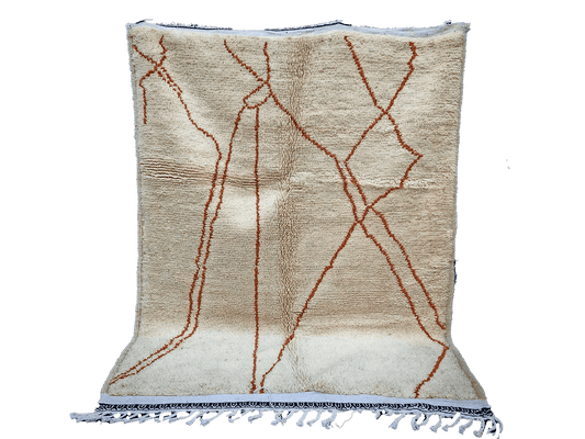 31-BML235176 - Handmade Moroccan Beni Ouarain Wool Rug. 7.7x5.7 ft Berber Beni Ouarain Rug 100%- 235x176 cm