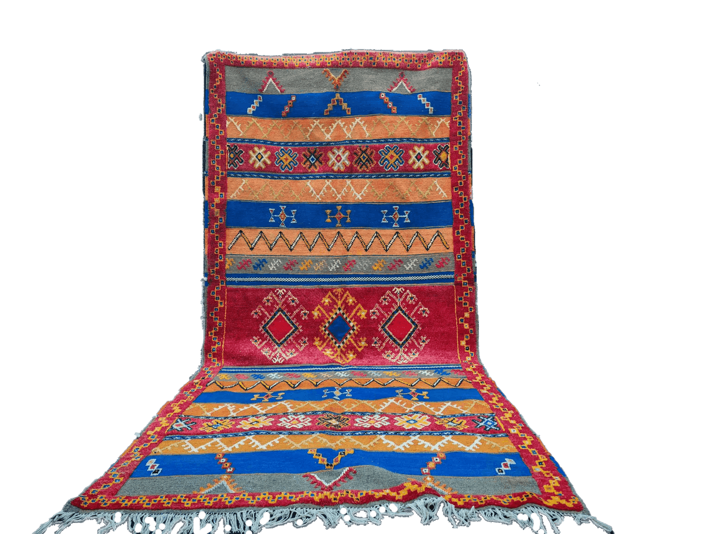 R1-Large Authentic Moroccan Orange Berber Rug Wool 10.17x4.9 ft  310x150cm