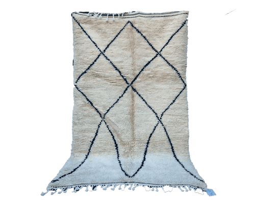 Authentic Cream  Beni Ouarain  Moroccan Rug 100%wool -7.8x4.5ft // 240x137 cm