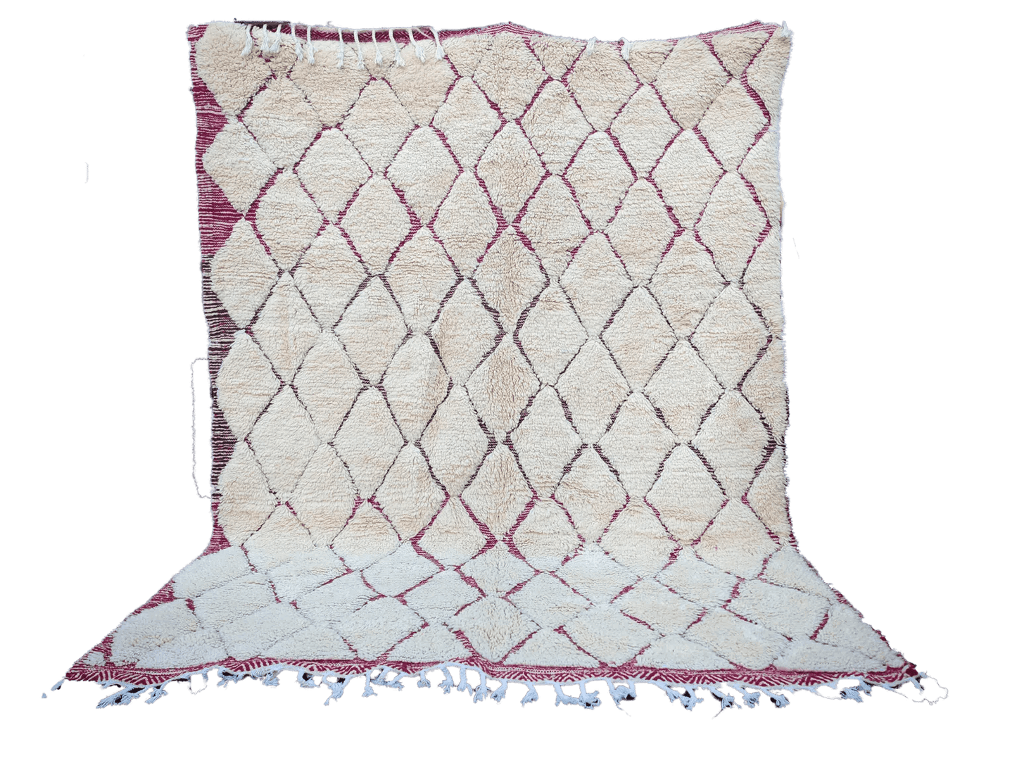 RB318- Cream Authentic Beni Ouarain  Moroccan Rug 100%wool  8.5x6.5ft  260x200 cm