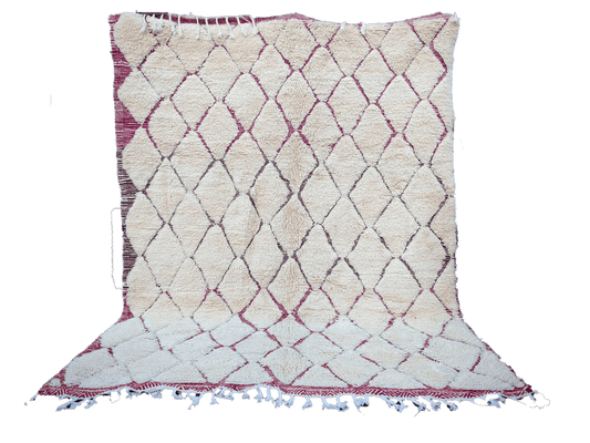 RB318- Cream Authentic Beni Ouarain  Moroccan Rug 100%wool  8.5x6.5ft  260x200 cm