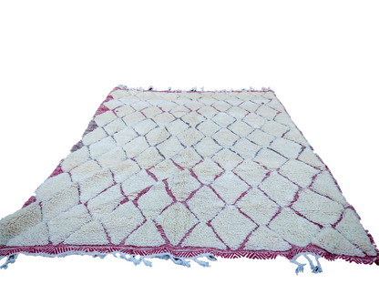 RB318- Cream Authentic Beni Ouarain  Moroccan Rug 100%wool  8.5x6.5ft  260x200 cm
