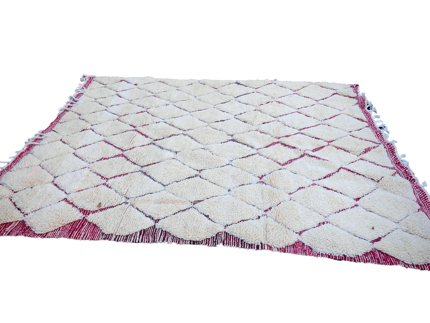 RB318- Cream Authentic Beni Ouarain  Moroccan Rug 100%wool  8.5x6.5ft  260x200 cm
