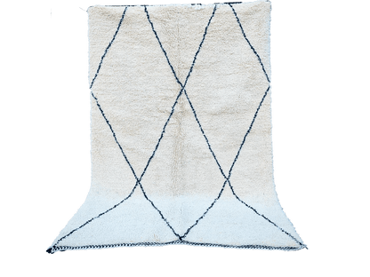 RB317- Cream Authentic Beni Ouarain  Moroccan Rug 100%wool  8.5x5.2ft  260x170 cm