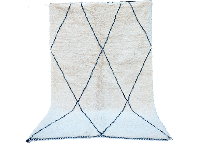 RB317- Cream Authentic Beni Ouarain  Moroccan Rug 100%wool  8.5x5.2ft  260x170 cm