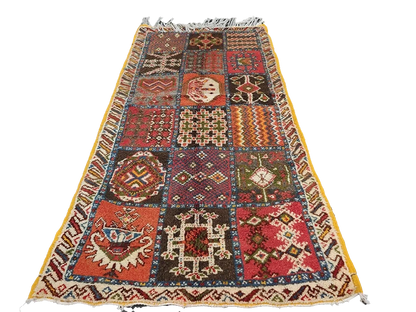 R310-Vintage Moroccan Patchwork Rug – Handwoven Amazigh Artistry 200x100cm