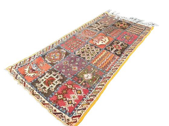 R310-Vintage Moroccan Patchwork Rug – Handwoven Amazigh Artistry 200x100cm