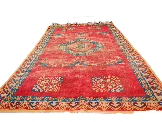 R313-Antique Handmade Moroccan Rug 100% wool 265x162 cm