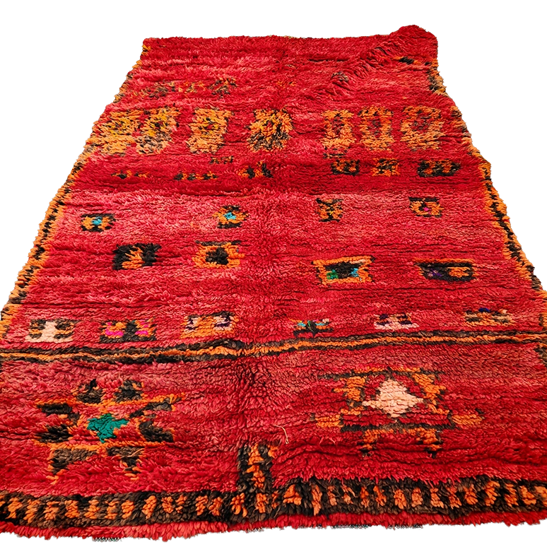 Vintage Moroccan Tribal Rug 7.5x4.2 ft / 230x132cm