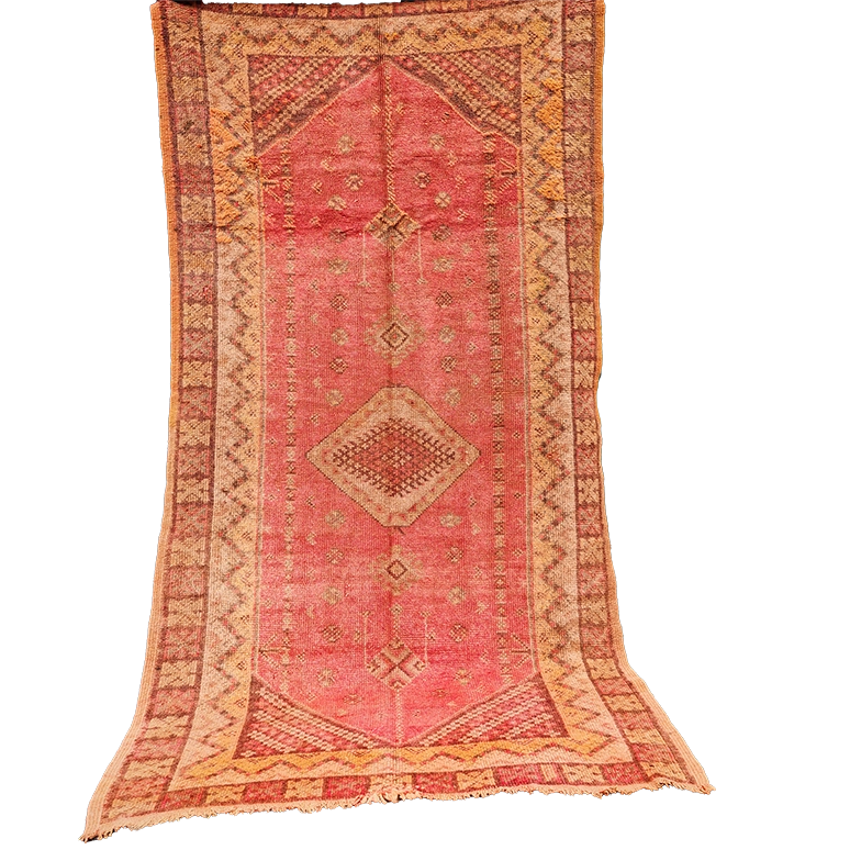 Vintage Moroccan Taznakht Rug – Handwoven Red Wool Masterpiece 7.0x4.9215x120cm