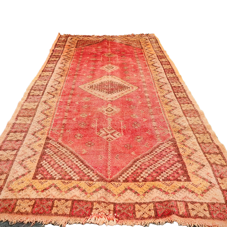Vintage Moroccan Taznakht Rug – Handwoven Red Wool Masterpiece 7.0x4.9215x120cm