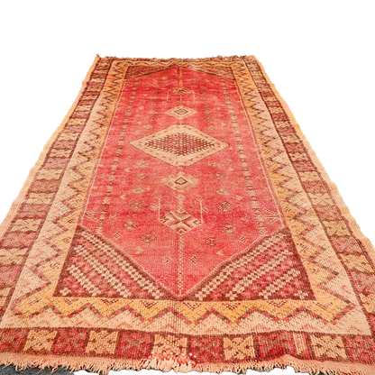 Vintage Moroccan Taznakht Rug – Handwoven Red Wool Masterpiece 7.0x4.9215x120cm
