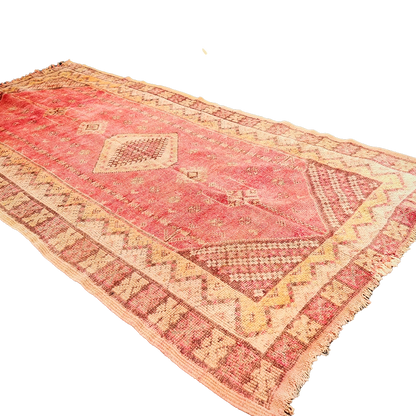 Vintage Moroccan Taznakht Rug – Handwoven Red Wool Masterpiece 7.0x4.9215x120cm