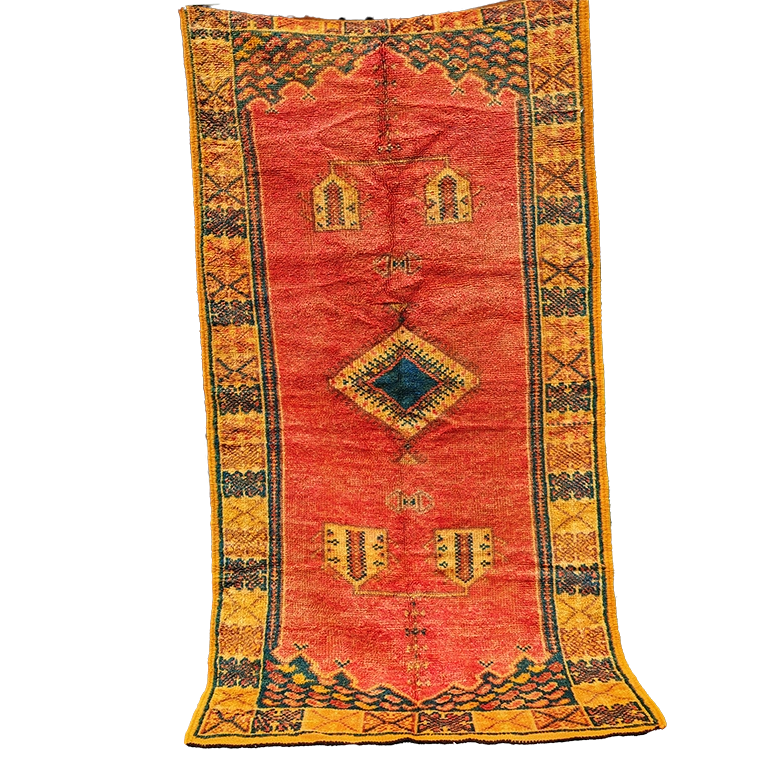 Vintage Moroccan Taznakht Rug 6.3x3.2 ft/ 195x100 cm
