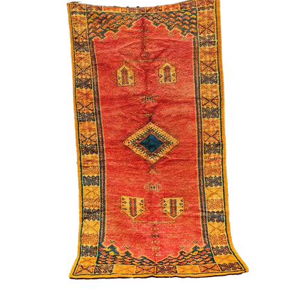 Vintage Moroccan Taznakht Rug 6.3x3.2 ft/ 195x100 cm