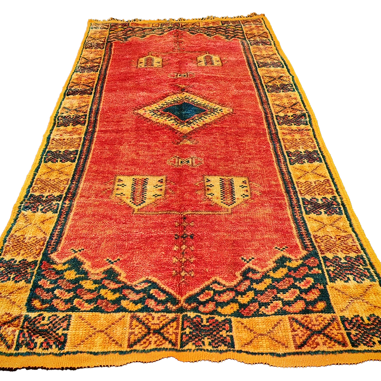 Vintage Moroccan Taznakht Rug 6.3x3.2 ft/ 195x100 cm