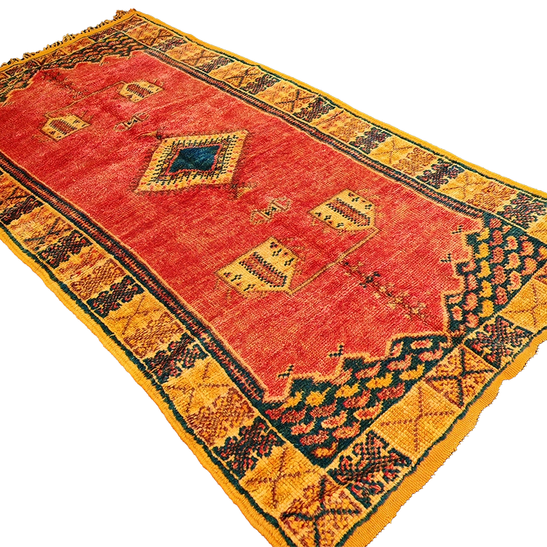 Vintage Moroccan Taznakht Rug 6.3x3.2 ft/ 195x100 cm