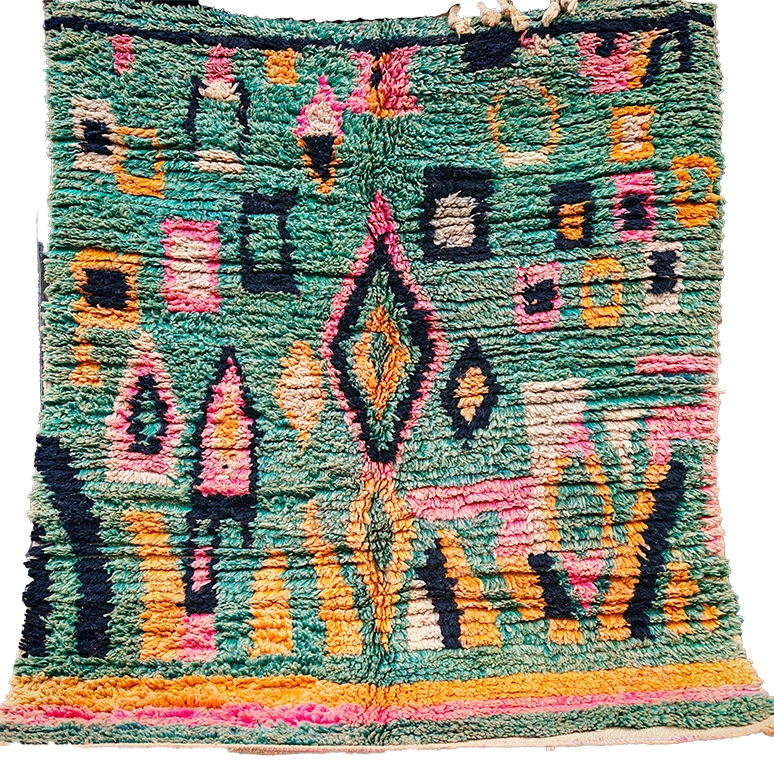Handwoven Moroccan Beni Ourain Rug 4.4x3.7 ft/ 135x115cm