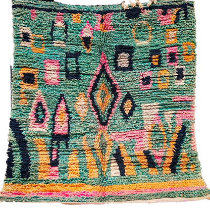 Handwoven Moroccan Beni Ourain Rug 4.4x3.7 ft/ 135x115cm