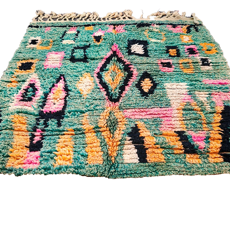 Handwoven Moroccan Beni Ourain Rug 4.4x3.7 ft/ 135x115cm