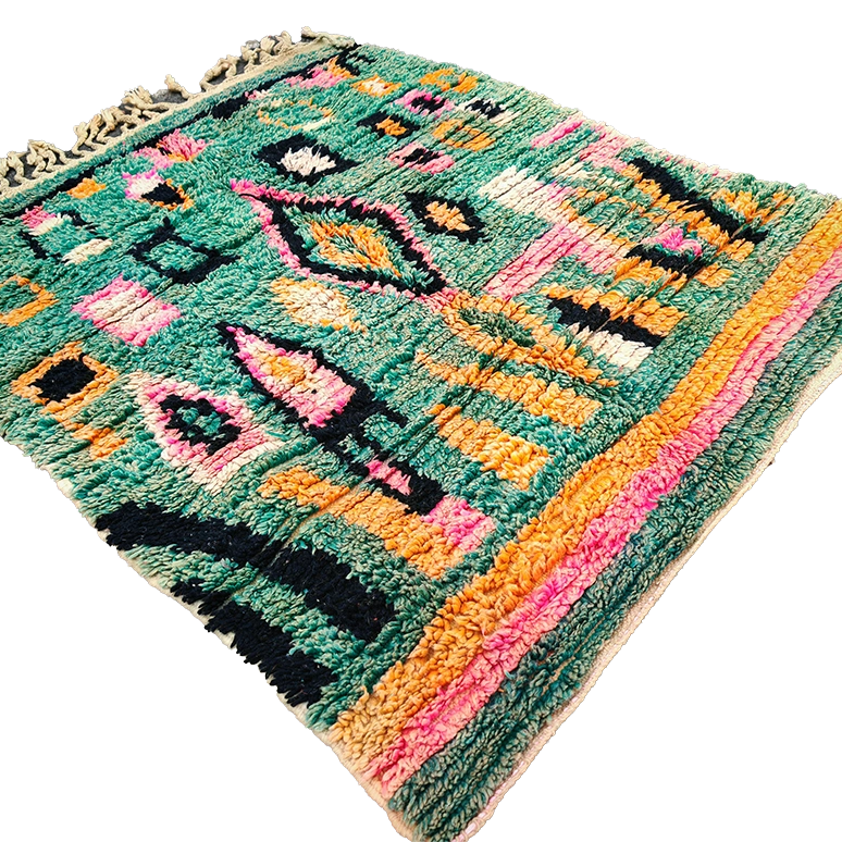 Handwoven Moroccan Beni Ourain Rug 4.4x3.7 ft/ 135x115cm